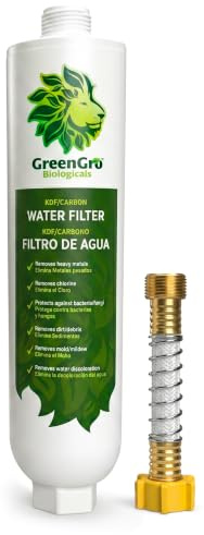 GreenGro Large Capacity Water Filter for Garden & Water Hoses - Removes Calcium, Chloramine, Chlorine, Heavy Metals/Pond Dechlorinator/Organic Gardening/Hydroponic Reservoir & Tank