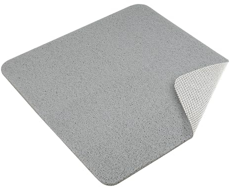 Dikots 60 x 60 cm Square shower mat non slip anti mould - Grey Loofah style PVC Non slip shower mat for inside shower - Washable and Quick Drying anti slip shower shower tray mat for Wet Surfaces