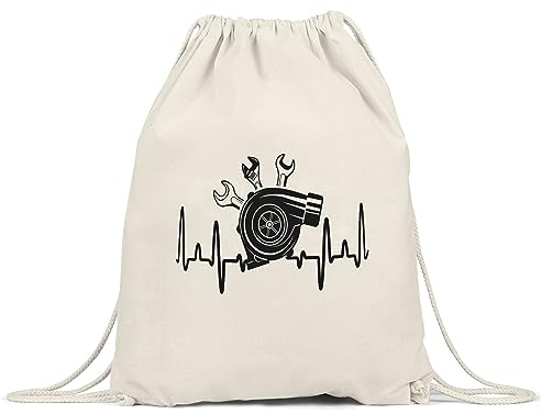 Hey!Print Turbolader Turnbeutel Gymsack Autofans Benzin Im Blut Autonarr Liebhaber Autofreak Geschenkidee Schrauber