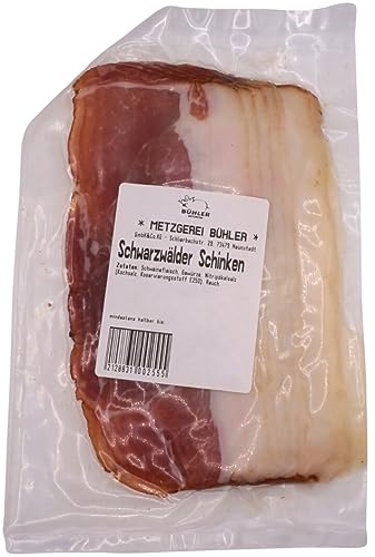Original Schwarzwälder Schinken 130g Fein Geschnitten aus 100% Deutschem Schweinefleisch Original Räucherschinken für Brotzeit und Vesper Premium Qualität von der Landmetzgerei Bühler