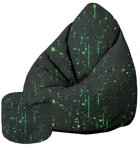 DreamRoots Sitzsack Erwachsene mit Füllung 80x80x120cm - Oxford Stoff 220 gr/m2 Wasserdicht - Sitzsack mit Lehne und Hocker und Bezug - Sitzkissen Boden - Chill Sack