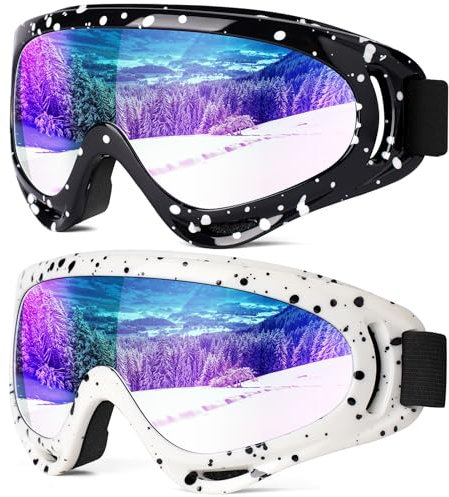 Braylin Schneebrille für Herren, Damen, Jugendliche, Kinder, Jungen oder Mädchen, Schneemobilbrille, 2 Stück