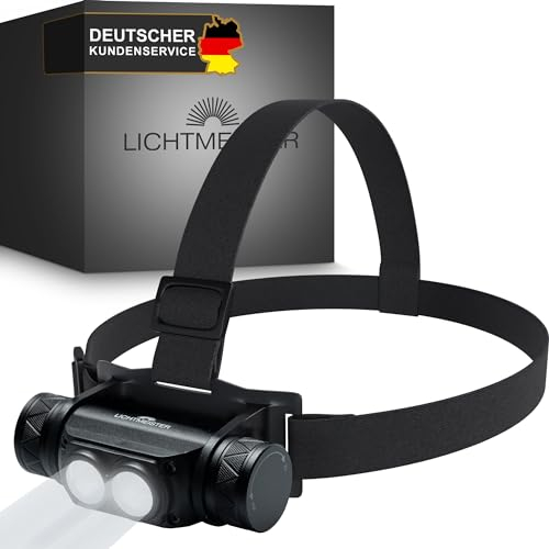 LICHTMEISTER® Stirnlampe (1000 Lumen, 3600 mAh Akku) - Stirnlampe LED wiederaufladbar - extrem helle Kopflampe - Stirnlampe LED