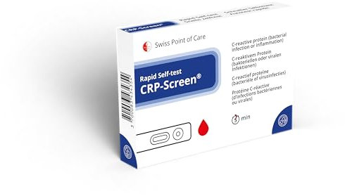 Swiss Point Of Care CRP-Screen rapid test - test rapido per individuare infezioni batteriche o infiammazioni, rilevamento della CRP (proteina C-reattiva), autotest per uso domestico