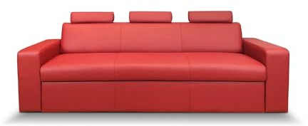 Quattro Meble Moderne Echtleder-Sofa mit verstellbaren Kopfstützen Couch aus rotem Naturleder Auswahl an Lederfarben (Breite 230 cm)