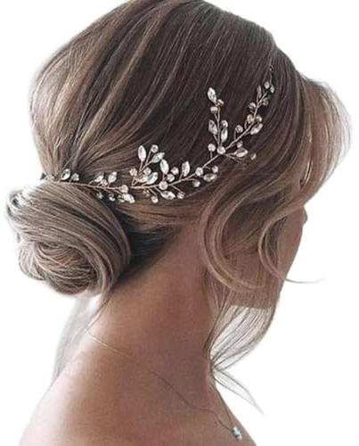 Handcess Braut Hochzeits Haarranken Silberner Kristall Kopfschmuck Stirnband Strass Braut Haarschmuck für Frauen und Mädchen