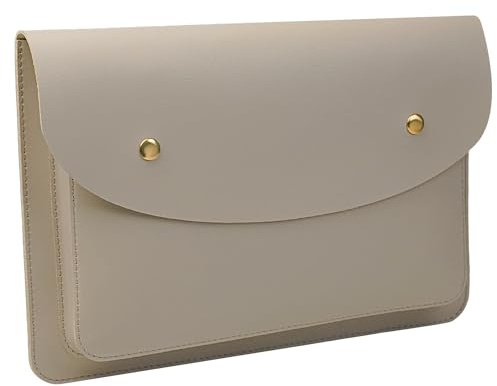 Yesmornsis Laptophülle aus Leder 15,3 Zoll kompatibel mit MacBook Air 15 A2941 M2 Farbe Sand