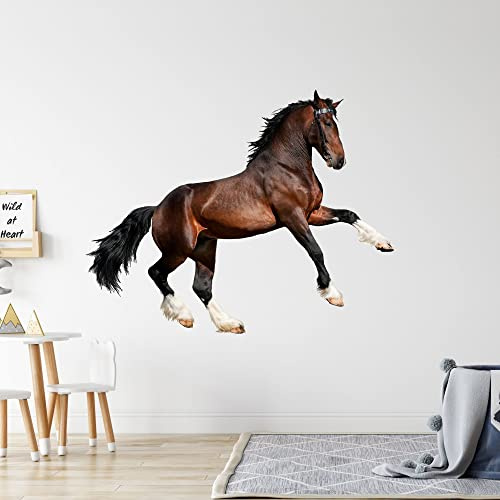 GRAZDesign Wandtattoo Pferd braun Kinderzimmer Mädchen Deko Wandaufkleber selbstklebend Pferdesticker XXL 125x100cm