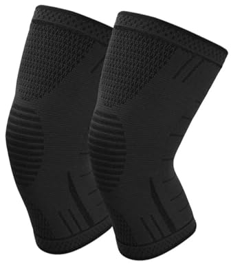 JMORCO 1 Paar rutschfeste Silikon-Sport-Knieschützer for Laufen, Radfahren, Basketball Kniebandage FüR Damen MäNner (Color : Black, Size : L)