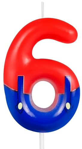 Geburtstagskerzen Zahlen 6, Geburtstag Kerzen Deko 6 Jahre Jungen Mädchen, Tortendeko Kuchendeko, Deko Kindergeburtstag, Geburtstagskerzen Kinder für Torte