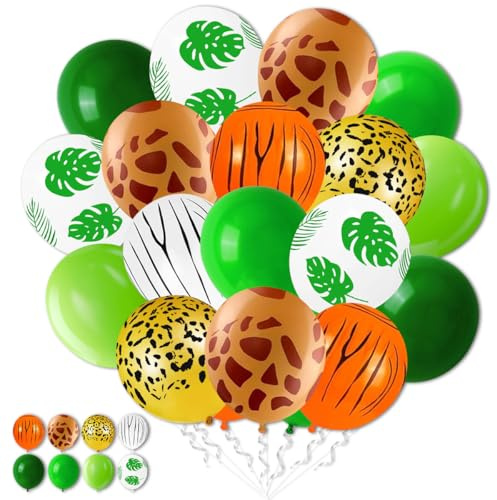 32 Stück Dschungel Deko Luftballons,Luftballons dschungel geburtstag,dschungel safari luftballons,Luftballon Tiere,Safari Ballons Deko für Babyparty Geburtstag MottoParty
