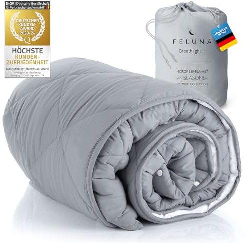 Feluna® Bettdecke 4-Jahreszeiten Steppdecke Bettwäsche; Atmungsaktive Winter- & Sommerdecke; Zweiteilige Decke mit Druckknöpfe für Erwachsene & Kinder (200 x 200 cm)