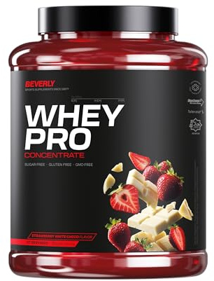 Beverly WHEY PRO 2 kg – Whey Protein Concentrate Premium | 28 g Proteína por Toma | 58 Servicios | Ganancia Muscular Rápida y Recuperación | Ideal Gym y Fitness (2 Kg, Fresa Chocolate Blanco)