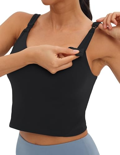 Gowjog Schwangerschafts Still BH Still Top Damen Still Sport BH U-Back Tank Top Yoga Workout Fitness Lauf-BH für die Zeit Während und nach der Schwangerschaft (Schwarz,L)