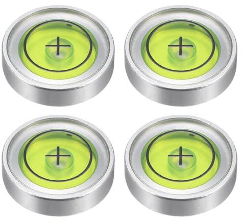 QUARKZMAN 4 Piezas Nivel de Burbuja Redondo 14.5x3.8mm Mini Niveles de Burbuja Circular para Nivelar Trípode de Cámara Telescopio Taller Plato Giratorio Marco de Fotos, Plata Verde