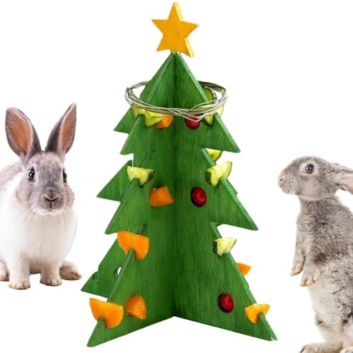 Futterstation für Leckereien für Weihnachtsbaum, in Hasenform, zur Anreicherung von Weihnachtsbäumen aus – Futtersuchspielzeug für Kaninchen, Puzzle-Spielzeug zur Nahrungssuche