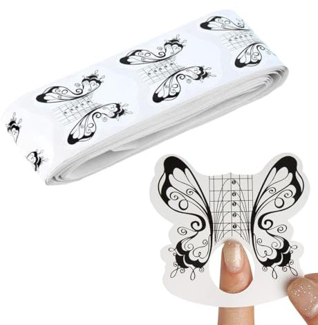 WeddHuis 100 Pezzi Cartine Unghie Gel di Ricostruzione Cartine Unghie,Farfalla Nero Professionali Carta Unghie Allungamento Cartine Nail Art,Suggerimenti per l'estensione delle unghie Guida alla