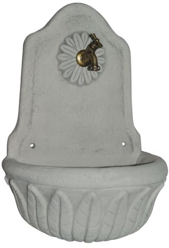 Fontana da parete per il giardino, manufatto in granulato di pietra, sospesa
