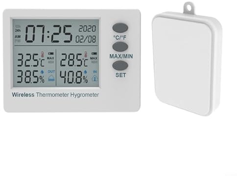 Zoegneer Thermomètre et hygromètre sans fil avec grand écran connecté WiFi avec calendrier de l'heure, affichage numérique, intérieur et extérieur