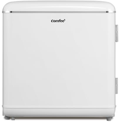 COMFEE' RCD50WH2EURT(E) Frigorifero Piccolo 47Litri, Design Retrò, Mini Frigo Tavolo Monoporta, Termostato Regolabile, Silenzioso, Adatto a casa, ufficio e hotel, Bianco