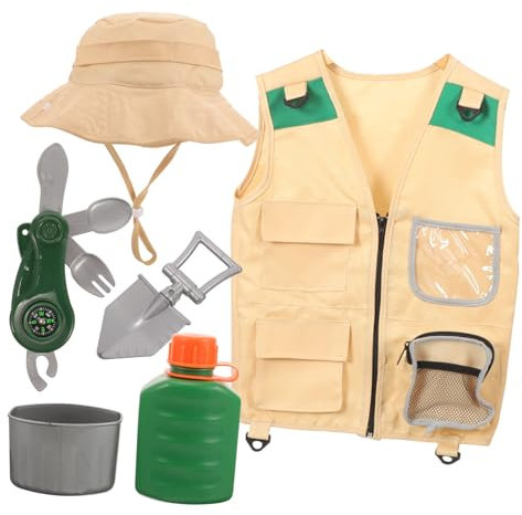 TOYANDONA Junge Mädchen -kit Mit Weste Hut Schaufel Und Kompass Outdoor-abenteuer Sommer Cosplay Camping Und Angeln Für Junge