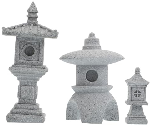 ibasenice 3 Piezas Miniaturas de Pagoda Adornos de Jardín con Faroles para Decoración de Asiáticos y Zen
