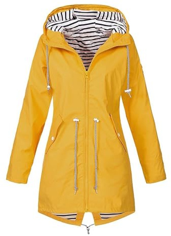 Regenjacke Damen Wasserdicht Winddichter Atmungsaktiv Regenmantel Regenparka mit Kapuze Leichte Dünne Windbreaker