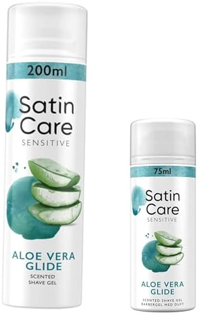 Katsy Style Shave Gel for Women Sensitive Skin 75ml + Aloe Vera Shave Gel 200ml, Gentle Shaving Gel for Sensitive Skin, Smooth Shave, Non-Irritating Formula, Skin Hydration, Shaving Essentials Combo