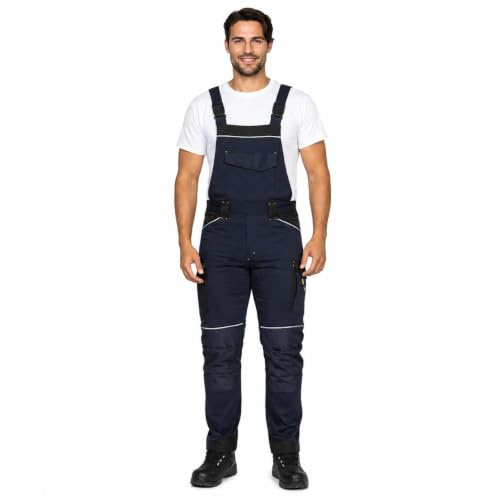 BWOLF Daytona - Salopette da lavoro da uomo, elasticizzato, 97% cotone, 3% elastan, con rinforzo Oxford 600D, riflettori, tasche multifunzione