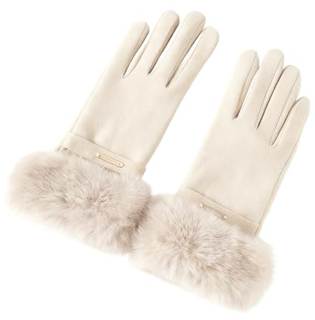 RANYAKE Women Winter Warm Gloves,Thermal Touchscreen Gloves,Fur Cuff Full Finger Mittens,Fleece Lined Windprooff Outdoor Glove-s for Outdoors Driving Cycling