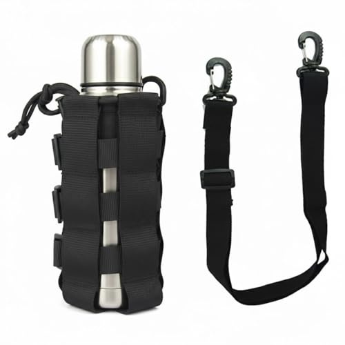 KAHZOR Flaschenhalter Gürtel, Schwarz Flaschenhalter Rucksack Mit Kordelzug, Einstellbar Nylonmaterial Flaschenhalter Cupholder Zum Umhängen, Für Campen, Reisen, Bergsteigen, Jagd, Sportwasserflaschen