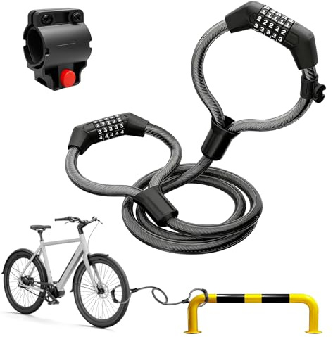 Candado Bicicleta, Candado Patinete Eléctrico, Candado de Doble Combinación con Código de 5 Dígitos, Antifurto Combinazione Catena para Bicicletas, Triciclos, Motocicletas y Patinetes