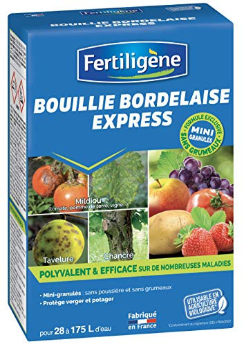 Fertiligène BOUG7N - Bouillie Bordelaise Granulés Solubles UAB 700 g - Polyvalent et Efficace sur Nombreuses Maladies - Protège verger et Potager - Mini granulés sans grumeaux - Frabriqué en France