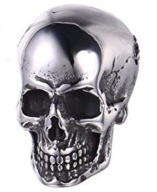 BlackAmazement 316L Edelstahl Anhänger Halskette Kette Totenkopf Skull Schädel Silber schwarz Biker Herren