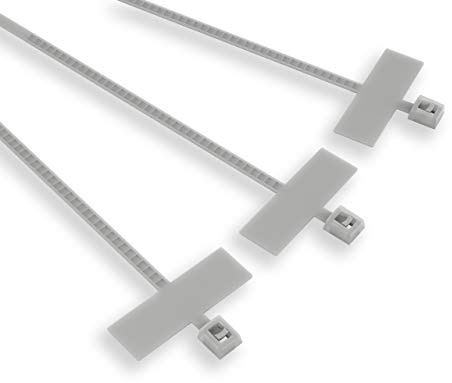 Etelec 100 Fascette Identificazione Cavi Tubi Tubazioni, Nylon, Targhetta con superficie scrivibile 25 x 8 mm, Diametro Legatura 3-20 mm, Dimensioni 100 x 2,5 mm, Bianco, FBT10025