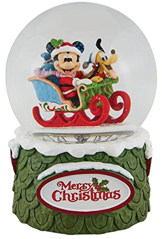 Enesco Disney Traditions Mickey und Pluto 120 Wasserball, 6.5 in H x 4.72 in W x 4.72 in L