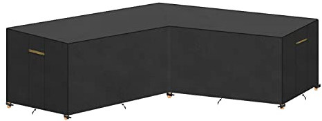 VANSHEIM Housse Imperméable pour Extérieur Bâche pour Mobilier de Jardin Housse de Protection pour Mobilier Couvrir un Canapé d’angle en L Convient 215x215x87/80cm