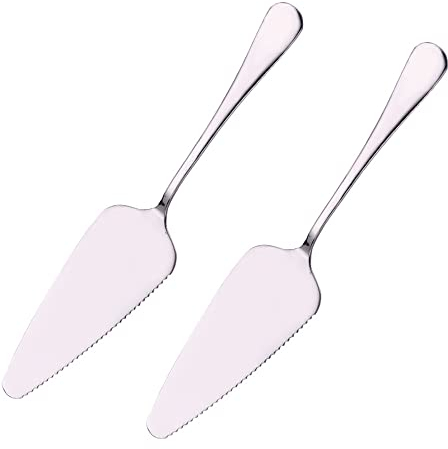 Set of 2 Stainless Steel Cake Knives, Cake Server with Serrated Edges, Cake Knife, Cake Scoop, Cake Scoop for Kitchen, Restaurants, Parties, Cakes, Pizza, Cheese, Silver