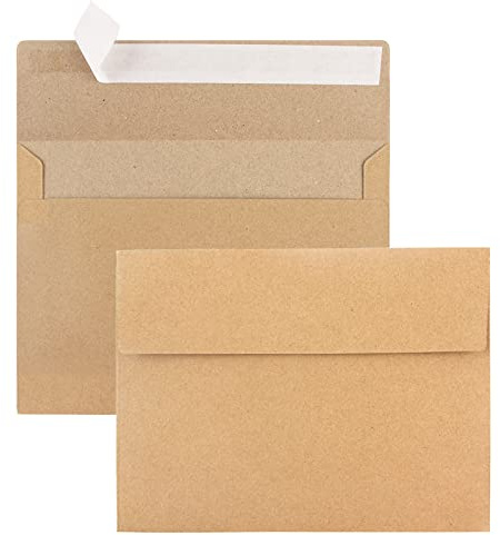 50 Pack Kraft Envelopes,A7 Envelopes,5x7 Envelopes for Invitations,Wedding, Baby Shower,Brown Kraft Envelopes for Personalize Gift Cards, Birthday Party