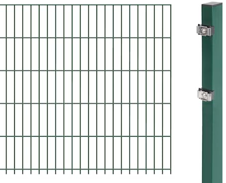 Alberts 641405 Doppelstabmattenzaun als Zaun-Komplettset | verschiedene Längen und Höhen | kunststoffbeschichtet, grün | Höhe 103 cm | Länge 2,5 m