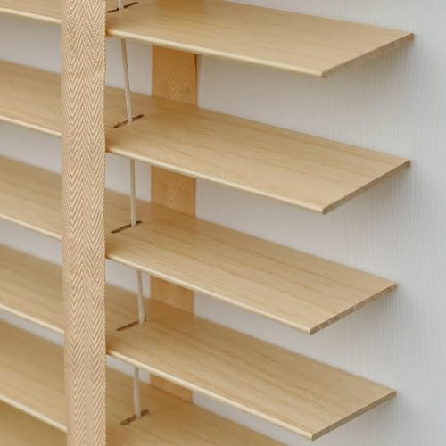 Jalousien 50cm 60cm 70cm 80cm 90cm 100cm 110cm 120cm,Massivholz Jalousette 50mm Lamellen,Verdunkelungs Jalousetten Horizontal,Holzjalousie Für Fenster,Sichtschutzvorhänge,W×H-60x200cm/23.5x79in