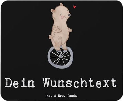 Mr. & Mrs. Panda Mousepad personalisiert Bär Einrad Fahren - Personalisierte Geschenke, Individuelle Schreibtischunterlage, Mauspad Personalisieren, selbst gestalten, Personalisiertes, Sport