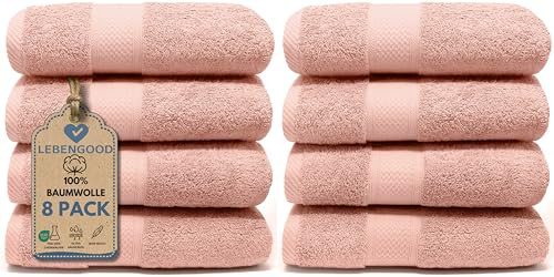 LEBENGOOD Handtücher Set, 8 Handtücher 50x90 aus Baumwolle - 100% Oeko-TEX®, Handtuch, Gästehandtücher, Badetuch, Badetücher, Duschtuch, Duschhandtuch, Badehandtuch, Duschtücher. (8 50X90 Nude)