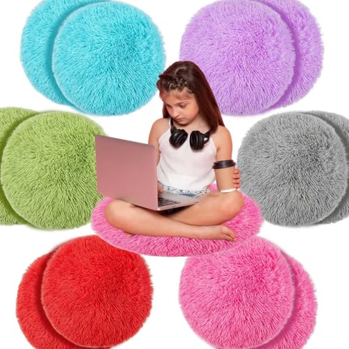 12 Pcs Kids Carpet Circle Seats 16 Kids Classroom Rug Floor Cushions Round Soft Warm Floor Rug Mat for Classroom, Home School Story Time, Group Activity Educational Learning Playing Areas (12)