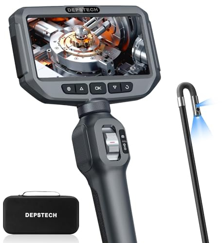 Dual Lens Articulating Borescope, DEPSTECH Endoscope Camera with Light, Articulated Probe, Flexible Snake Inspection Camera for Wall, Automotive Engine Inspect-4.92FT