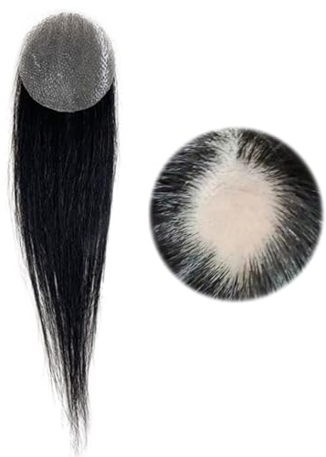 Patch de cheveux naturels pour hommes/femmes, toupet à peau fine, système de remplacement de cheveux naturels pour hommes/femmes, perte de cheveux(Black,4 * 4cm)