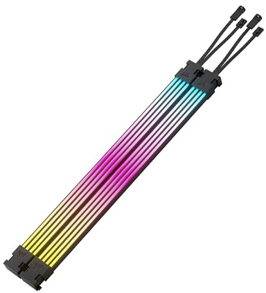Corsair iCUE ARGB PSU Kabelbinder – 2X 200mm LED-Streifen – 100 RGB-LEDs pro Streifen – Passt zu Jedem PSU-Kabel – Motherboard 5V ARGB Steuerung – Schwarz