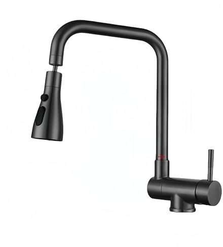 Vorfenster Küchenarmatur Schwarz, Hochdruck Wasserhahn Küche Vorfenster Schwarz, Vorfenster Armatur Flexible Mischbatterie Küche Hochdruck Armatur Küche Aus 304Edelstahl(schwarz)