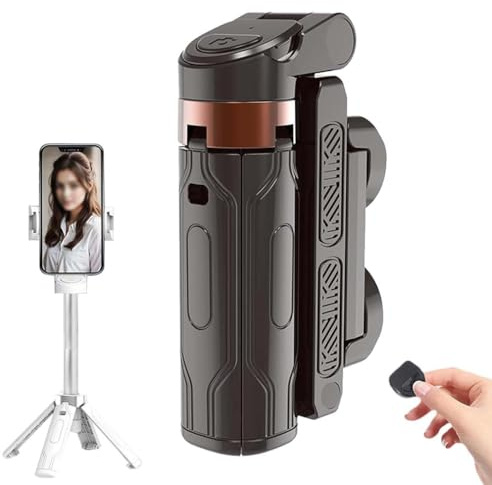 SnapPro 3-in-1 Creator Stick - Tripod, Selfie, Grip, 360°Rotatable Mini Phone Tripod, Retractable Mobile Phone Holder with Remote, One-Touch Push Switch (Black)