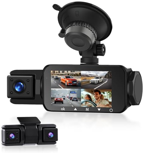 Podofo HD 2K Frontkamera, 360 Grad Dashcam mit Links/rechts/hinten Kamera, 4-Kanal Onboard-Autokamera G-Sensor Bewegungserkennung Schleifenaufzeichnung Leitfaden 24-Stunden-Parkmodus